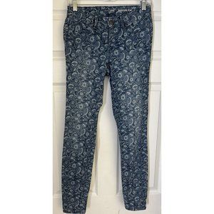 Maison Jules Zoe Super Skinny Women's Size 2/26 Floral Print Blue Jeans